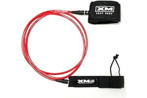 XM SURF MORE Regular Premium Surfboard Leash, 5/6/7/8/9/12ft Length, Cord (.270 in.) Unbreakable Swivels, Detachable Railsaver, Made in USA [3 Yr Warranty]