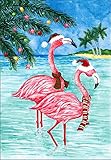 Briarwood Lane Christmas Flamingos Nautical Garden Flag Tropical Holiday Beach 12.5