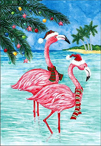 Briarwood Lane Christmas Flamingos Nautical Garden Flag Tropical Holiday Beach 12.5