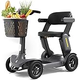 Glashow S3 Folding Mobility Scooter for Seniors & Adults – 4-Wheel All-Terrain Electric Scooter, 25 Mile Range, 6 MPH, 265 lb Capacity, Reverse, LED Lights & Basket – Gray