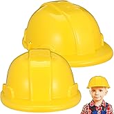 2pcs Kids Construction Hat Yellow Plastic: 8.26 Inch Hard Hats Worker Helmets for Kids Pretend Role Play Themed Parties Dress up and Fun
