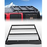ROADER JL JT Roof Rack Rear Cargo Basket Fit for 2018-2025 Jeep Wrangler JL JLU & Gladiator JT Hardtop 2/4 Door, Half Short Roof Platform Aluminum Crossbars Overland Rooftop Storage Cargo Carrier