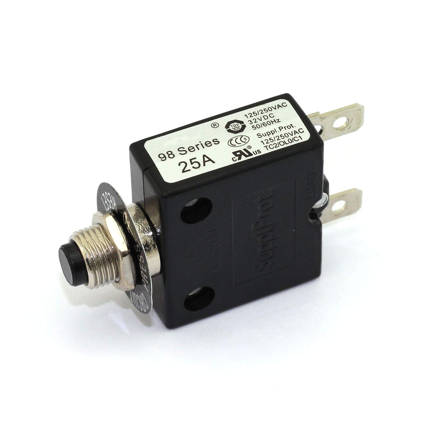 DGZZI 1PCS Thermal Circuit Breakers 25A Mini Size Thermal Overload Protector Push Button Switch