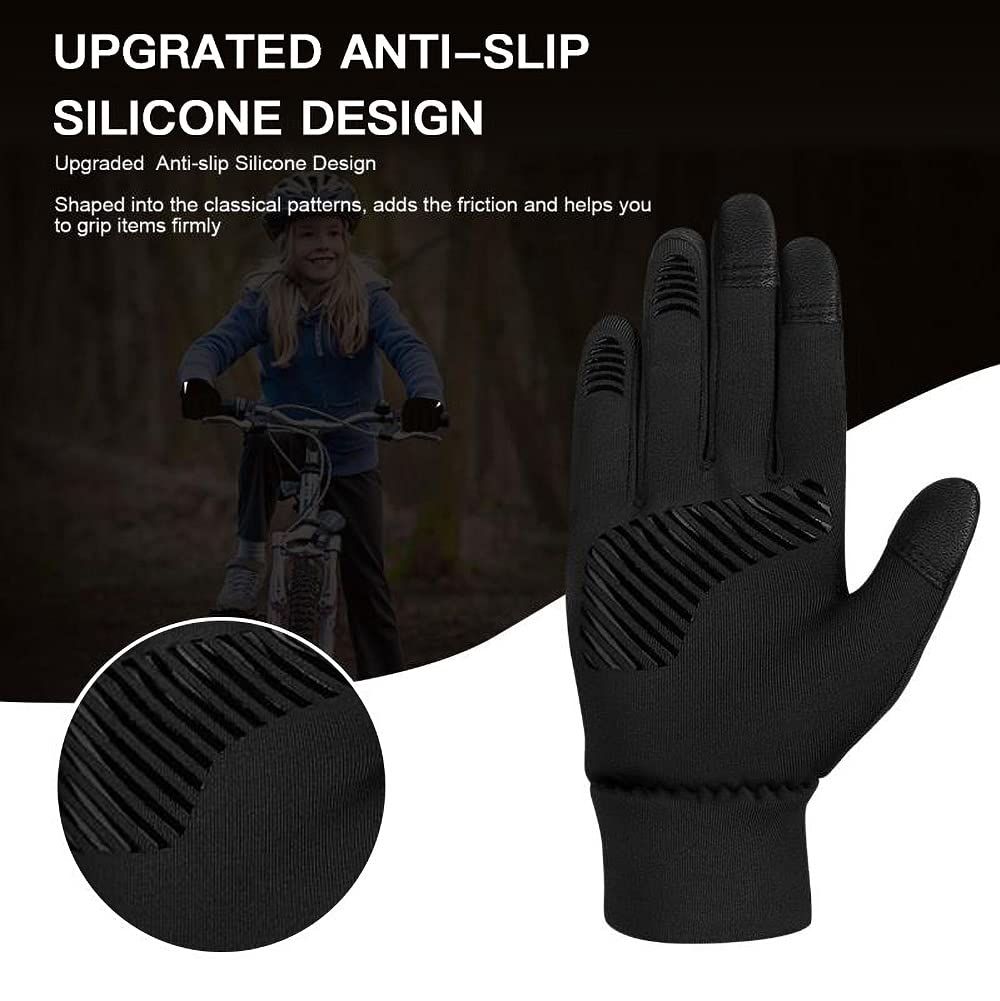 YukiniYa Kids Gloves Winter Waterproof Coating Warm Thick Fleece Touchscreen Anti-Slip for Boys Girls 3-15 Years Cycling School