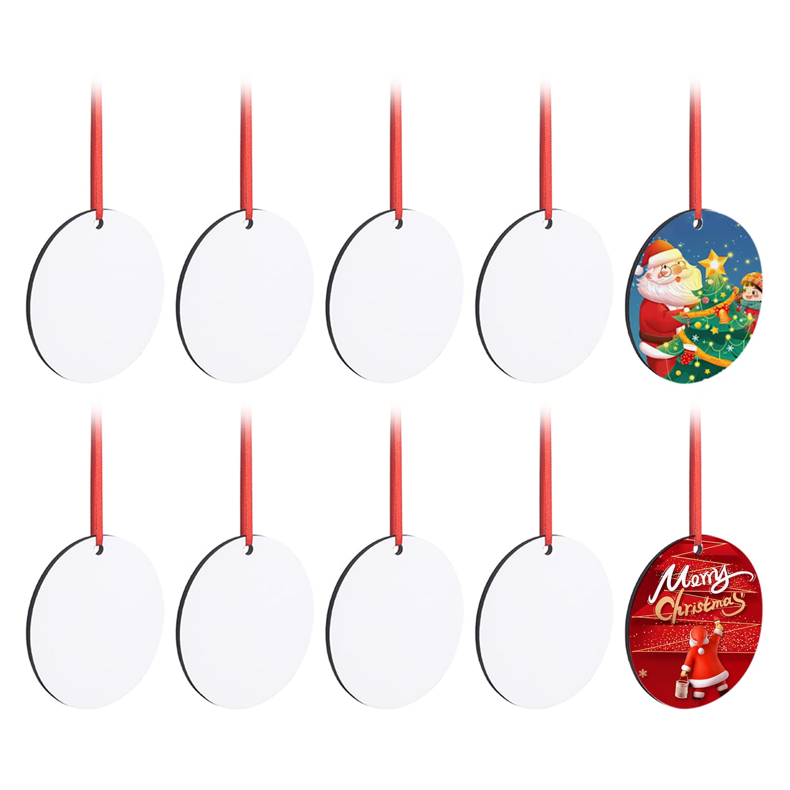 10pcs Sublimation Blanks Round Ornaments, 3.15" Round Wood Discs Hard Board White MDF Ornaments for DIY Christmas Decoration