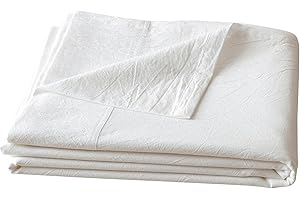 BESTOUCH Flat Sheet Only 100% Washed Cotton Linen Feel Wrinkle-Free, Fade-Resistant, Stain-Resistant, Bed Top Sheet, Solid Off White Queen