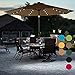 Sundale Outdoor 9 Feet Solar Powered 32 LED Lighted Patio Umbrella Table Market Umbrella with Crank and Push Button Tilt for Garden, Deck, Backyard, Pool, 8 Steel Ribs, (Tan)