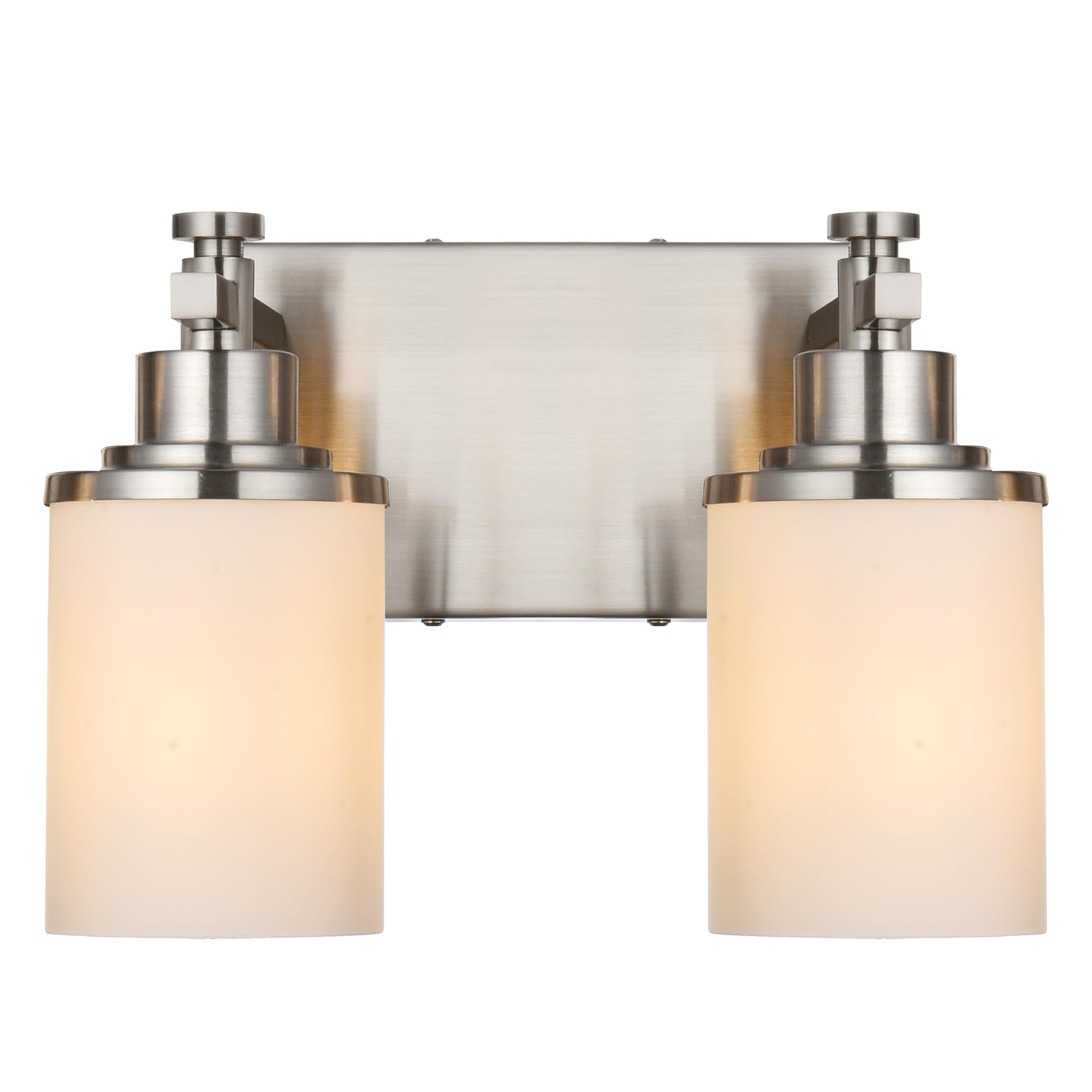 Photo 1 of MELUCEE 2-Light Bathroom Light Fixtures, Modern Vanity Lights with Milky White Glass Shade, Brushed Nickel Bathroom Vanity Light Over Mirror, Suit for Dressing Room Living Room Hallway