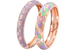 UJOY Vintage Jewelry Cloisonne Handcrafted Enameled Gorgeous Rhinestone Hinged Cuff Bracelet Bangles Gifts 88A