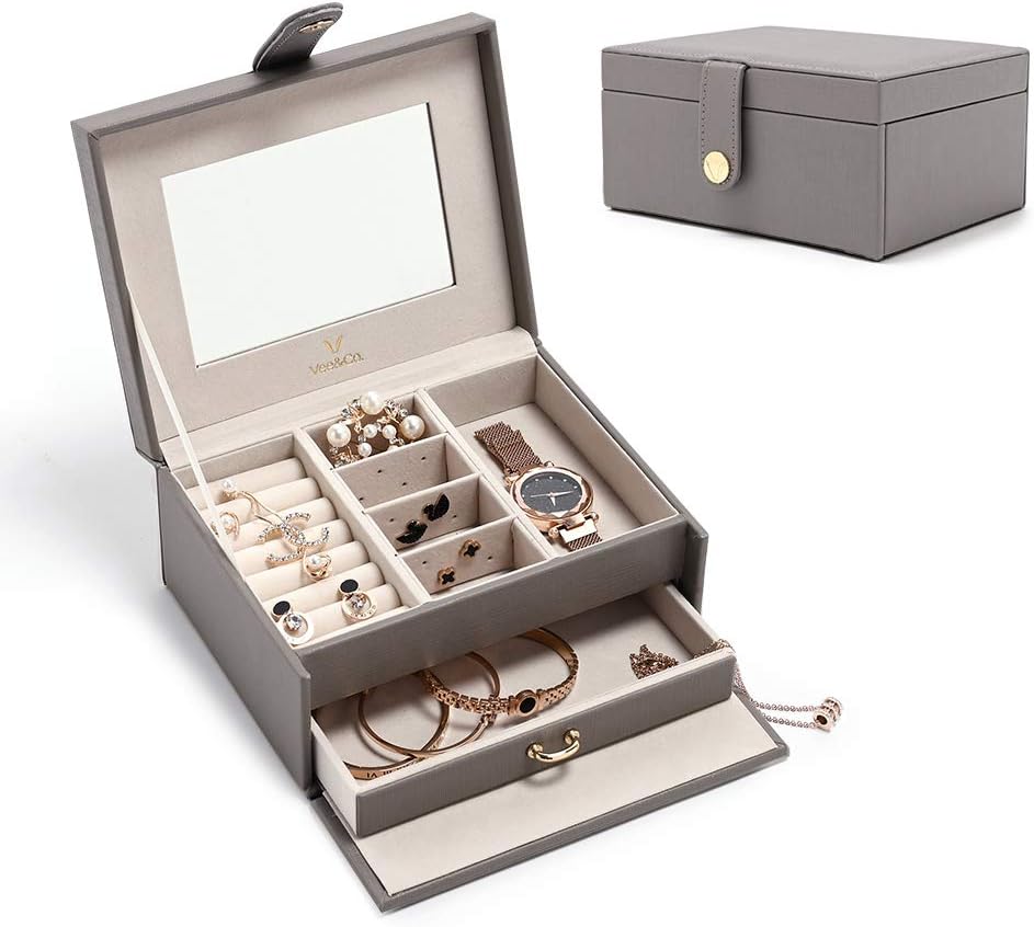 Vee Jewelry Box for Women, Jewelry Organizer with Drawers