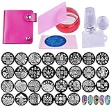 Biutee 2017 Nail Stamping Plates Set 30pcs Nail Plates 2stamper 2scraper 1storage bag 1Plate Holder Flower Animal Pattern Nail plate Template Image Plate Stencil Nails Tool