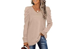 XIEERDUO Sweatshirt for Women Trendy 2025 Puff Long Sleeve Tops V Neck Sweaters