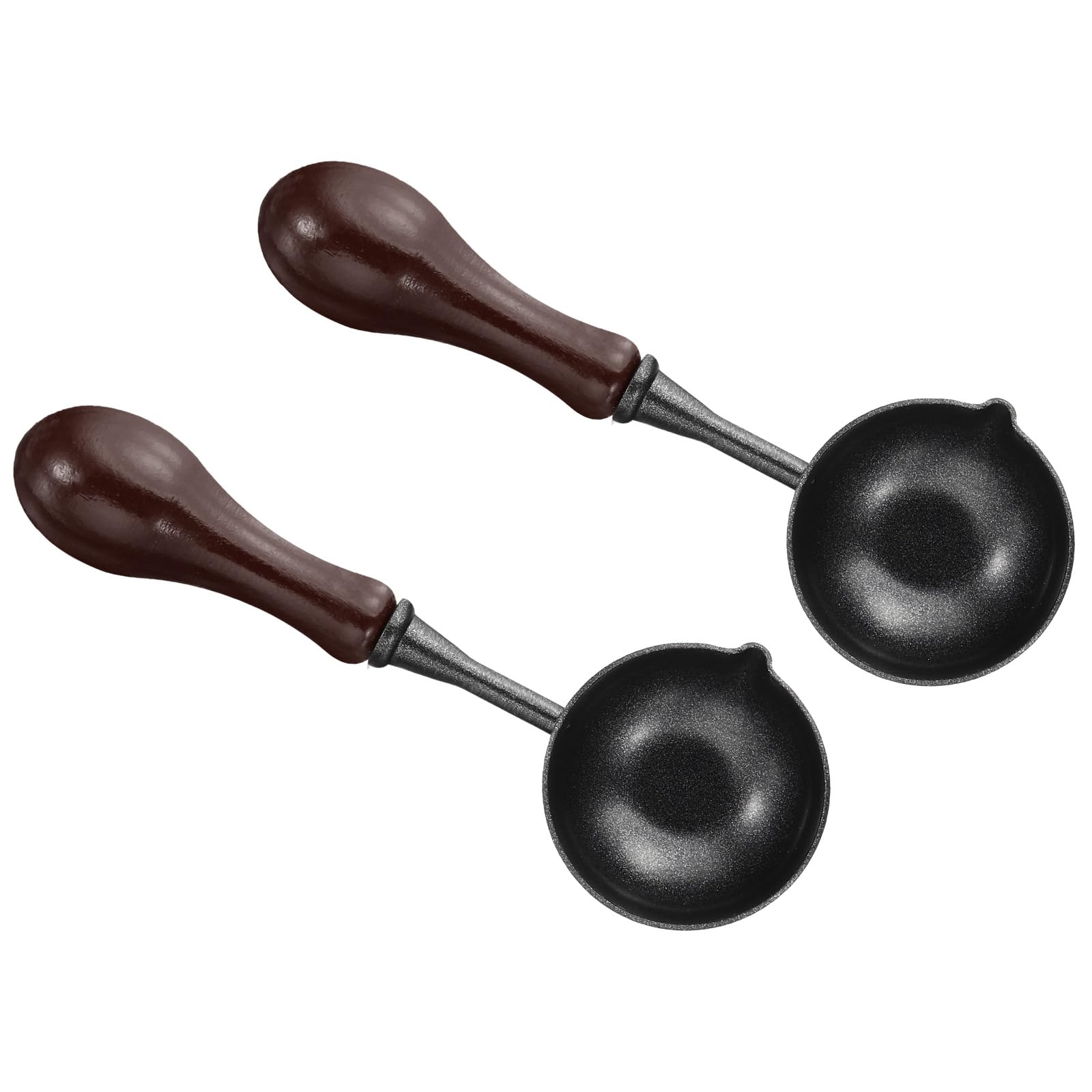 PATIKIL 4" Wax Seal Spoon, 2Pcs Wax Sealing Melting Spoon Painted Wooden Handle Wax Spoon for Wax Seal Stamp Envelope Art Craft Projects, Brown