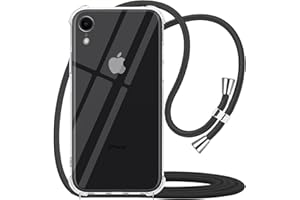 YESPURE for iPhone XR Clear Case with Adjustable Neck Cord Lanyard Strap,Crossbody Phone Case Clear Transparent Soft TPU Anti-Scratch Shockproof Cover for iPhone XR - Black