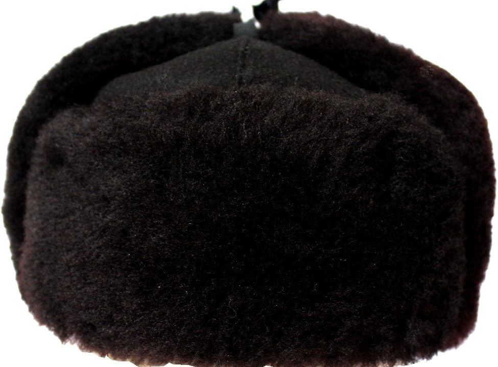 Russian Winter Hat - Real Sheepskin Ushanka Black