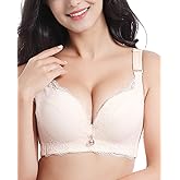 CAHL&FAUO Women Padded Push Up Bra Plus Size Lace Underwire Bras 34A to 46D