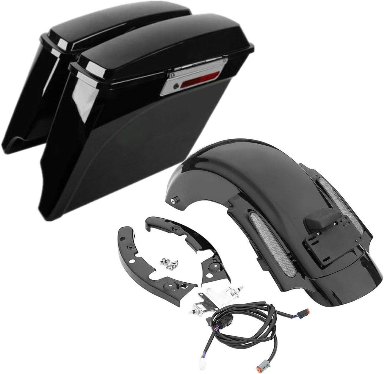 SLMOTO5" Stretched Saddlebags &Rear Fender Fit For Harley CVO Touring Road Glide 09-13