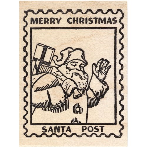 Santa Post Rubber Stamp Christmas Faux Postage