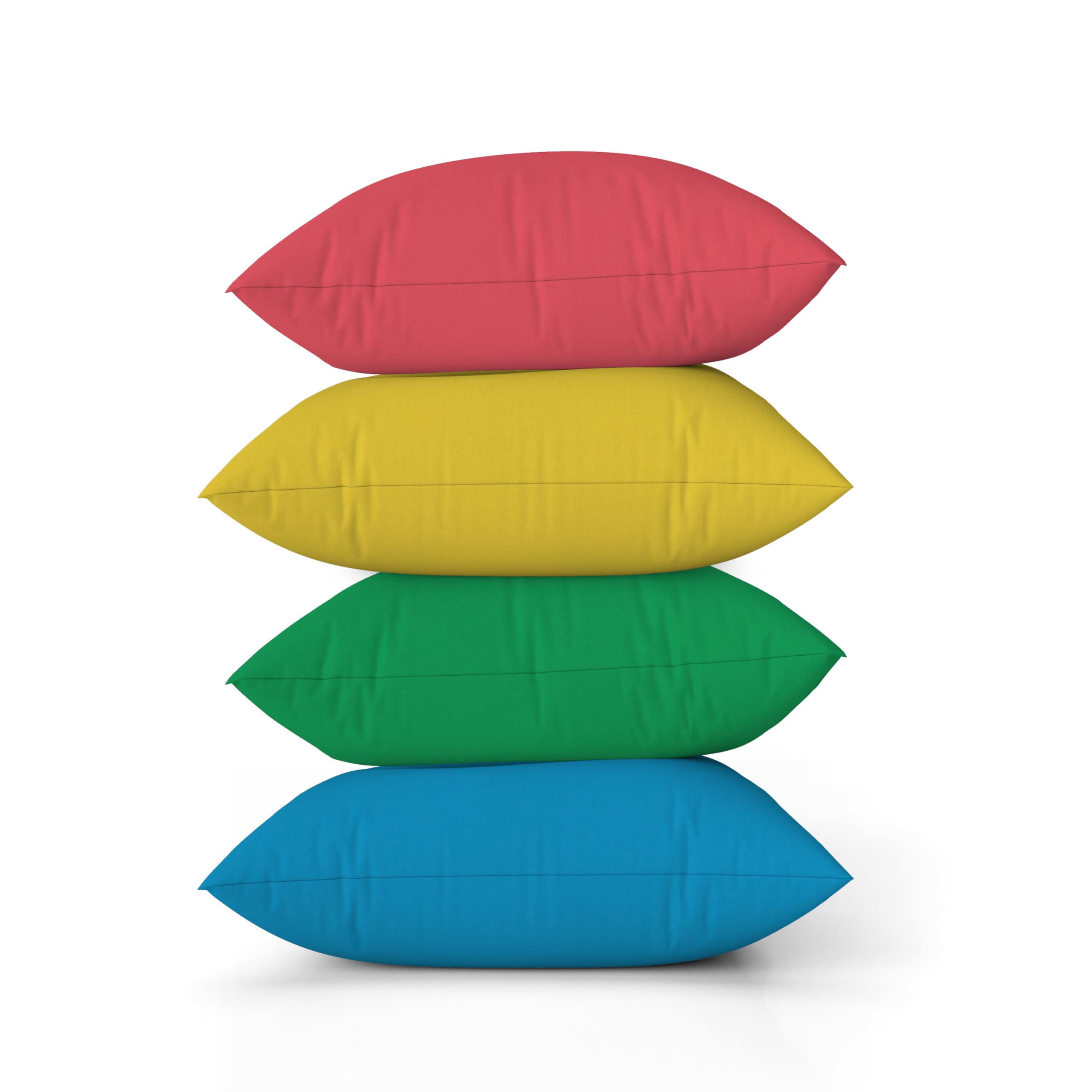 ggaimwf Solid Color Linen Look Cushion Covers for Sofa Bright Pink Blue Green Throw Pillow for Bed Macaron Style Color Handmade Square Cushion Cases with Invisible Zipper, 60x60cm Set of 4
