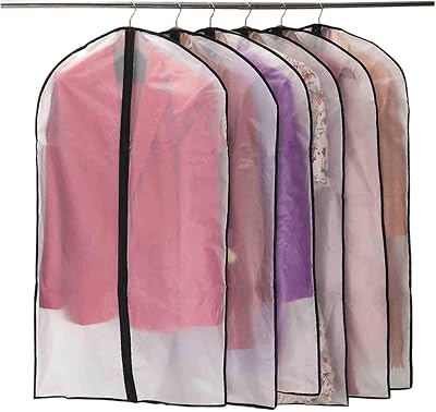 Niviy Dustproof Garment Covers 6pcs Translucent PEVA with Zipper 60x100cm
