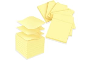 TKTB (12 Pads) Pop Up Sticky Notes 3x3 Refills, Canary Yellow Strong Adhesive Post, Suitable for Home, Office, School, Clean Removal