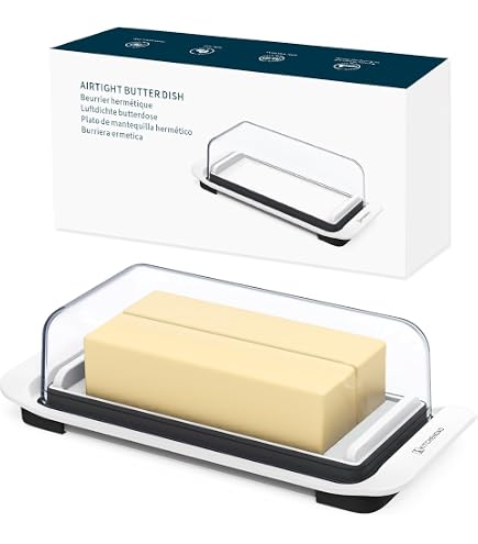OXO Good Grips Grand Beurrier Frigo – Boîte à Beurre 250 G Avec Couvercle Transparent & Base Antidérapante, Blanc