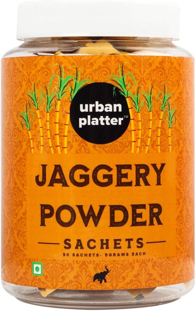 Urban Platter Jaggery Powder Sachets, 250g / 8.8oz [50 Sachets, 5 Grams