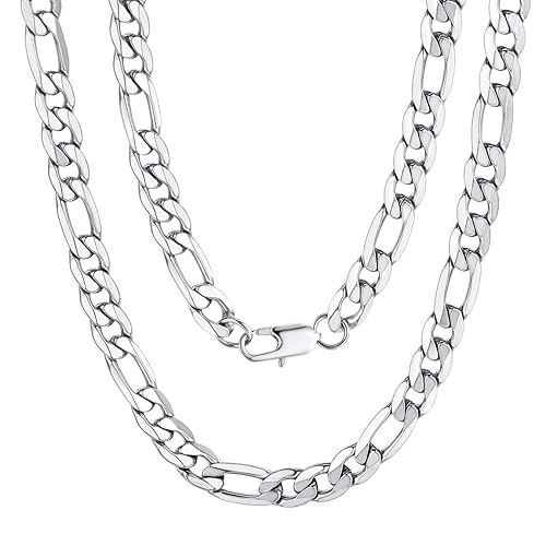 ChainsPro Figarokette Herren Halskette 316L Edelstahl Silber Sterlingsilber O Kette Panzerkette ohne Anhänger Herrenschmuck 1
