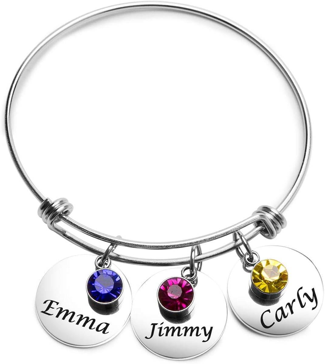 mothers bracelet with names and birthstones