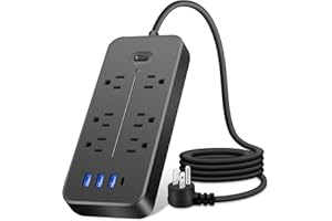 CXKS Socket Power Strip, Surge Protector with 6 Outlets and 4 USB Ports(1 USB C Outlet) 4ft Extension Cords Outlet Strip Wall Mount, Desktop Charging Station for Home, Office and Dorm Essential
