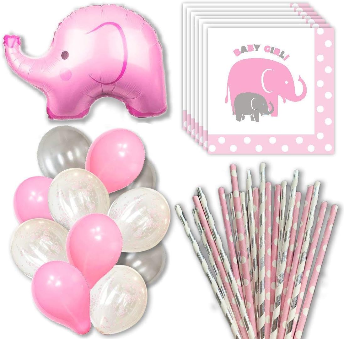 pink and grey elephant baby shower