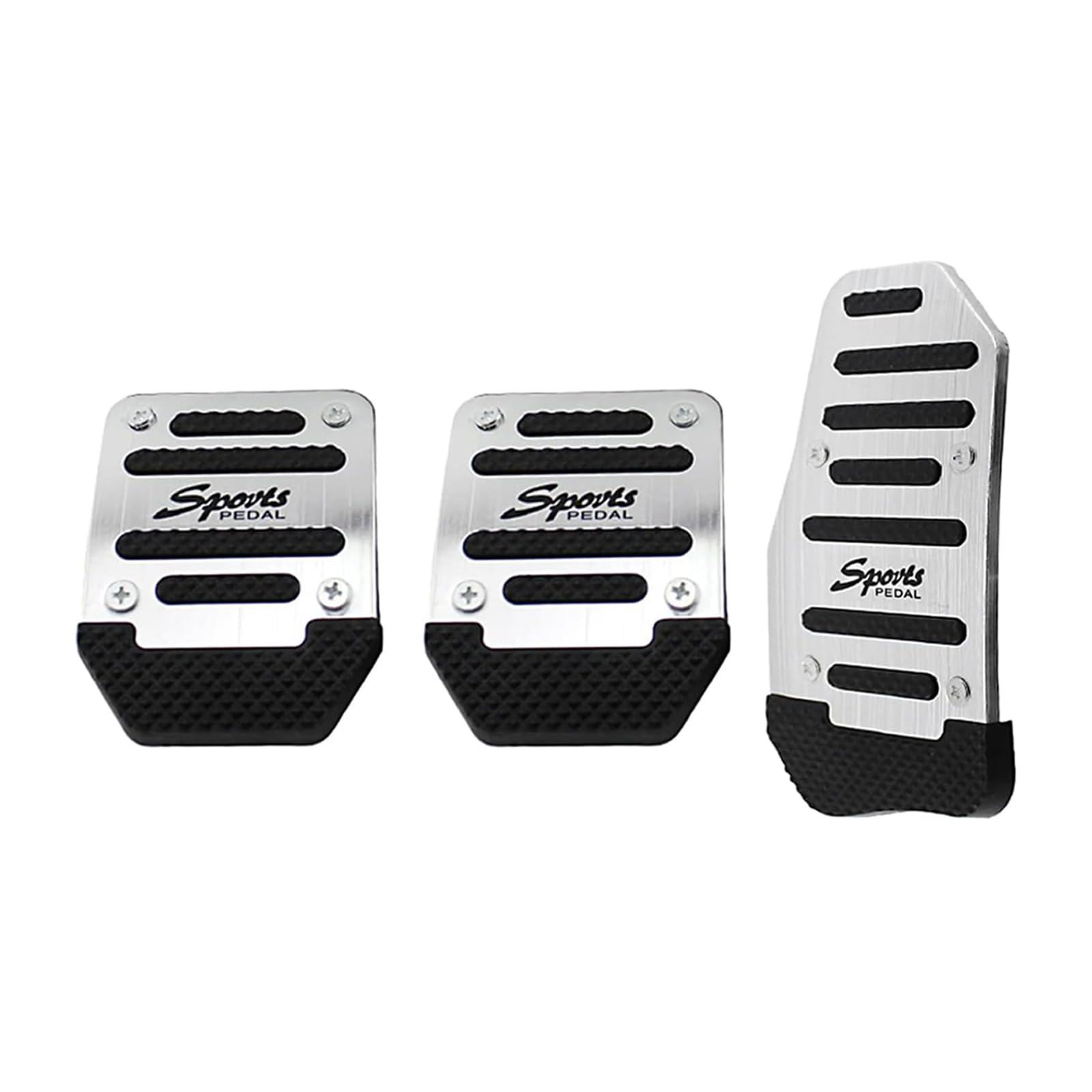 Photo 1 of 3 PCS Manual Shift Car Pedal, Non-slip Rubber Strip Thickened Alloy Wear-resistant Throttle Brake Clutch Pedal Cover, Decorative Modification Accessories, for to Most Manual Shift Cars (Silver)