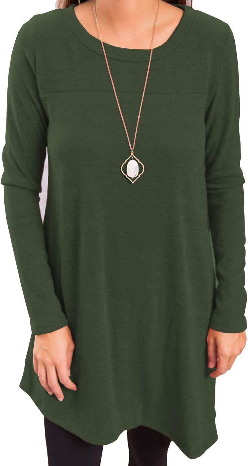 iGENJUN Women's Long Sleeve Scoop Neck Button Side Sweater Tunic Dress at  Women’s Clothing store