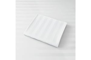 SHUNJIE.HOME Cotton Flat Sheets Only, 600 TC 100% Cotton Flat Sheet Top Sheet Only, Cal King Flat Sheet Only 1Pcs, Cool, Breathable, Wrinkle (Striped-White Cal King 1pcs)