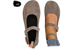 Orthopedic Suede Ballet Mary Jane Flats for Women Wide Toe Box Comfortable Dress Shoes with Arch Support for Work Casual Dres