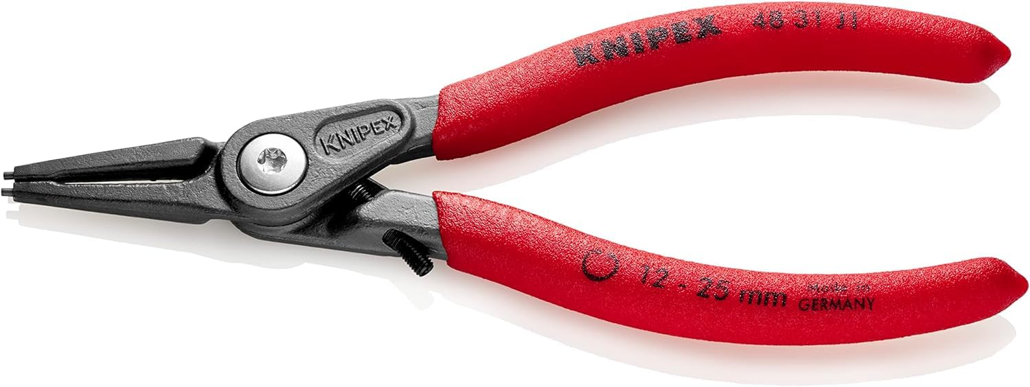 KNIPEX Precision Circlip Pliers for Internal Circlips in Bore Holes with Overexpansion Guard with Non-Slip Plastic, 48 31 J1