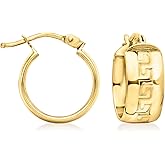 Ross-Simons Italian Greek Key Huggie Hoop Earrings in 14kt Yellow Gold