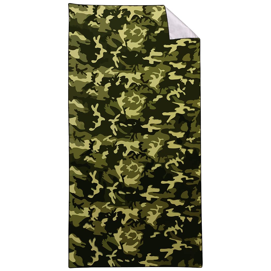 Photo 1 of HommomH Green Camo Beach Towel Oversized 36”x 72”, Lightweight Microfiber Bath Towels Camouflage Quick Dry Sand Free Big Absorbent Camping Travel Gifts for Swimming, Beach, Gym, Pool