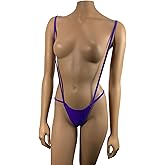 Freya's Boutique Purple Bikini Thong Slingshot Mini G-String Bottom Panty Strap Micro Skimpy Thong Swimwear Exotic Pole Stripper Dancewear Underwear Rave Outfits Clubwear