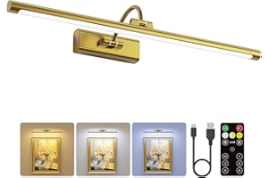 Craftersmark 24" Picture Lights for Wall with 8000mAh Battery - Brass Operated Wireless Wall Art Light with Remote Control for Large Portrait & Paintings Art