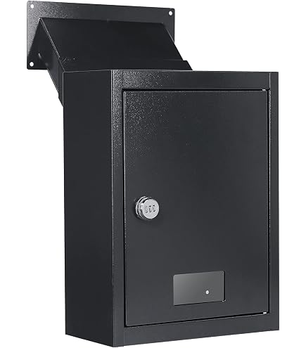 QualArc Liberty Rear Access Wall Mount Mailbox - Black, Bronze Letter Plate, Adjustable 4"-6" Chute, Lockable Door - View #8