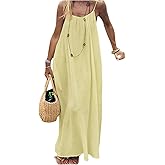 SHENHE Women's Open Back Spaghetti Strap Beach Maxi Dress Loose Flowy Vacation Sundress