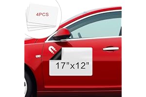 Thaibear Blank Car Magnets, 17" x 12", 4 Pack Car Door Magnets Signs for Vehicle, Rounded Corners Blank White Flexible Magnet Sheet Stickers for Car to Advertise Business and Personalized Decal