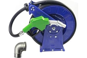 GIAYOGO Fuel Hose Reel,Fuel nozzle,Fuel Hose Swivel,1" X 33' Retractable Diesel Hose Reel,Heavy-duty Industrial Settings. Max 300 PSI,Spring Rewind Mechanism Ease of Use for Farm Ships Vehicles