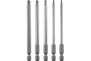 VESTTIO Ball End Hex Head Metric Allen Wrench Screwdriver Bit Set 5PCS 2.5mm 3mm 4mm 5mm 6mm 1/4 Inch Hex Shank 4 Inch/100 mm Length S2 Steel with Magnetic for Power Screwdriver Drill Impact Driver