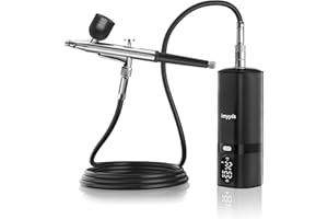 imyyds Airbrush Kit with Compressor, 32 PSI Cordless Air Brush Kit with Air Compressor, LED Display Airbrush Compressor, Pressure Adjustable Portable Airbrush Kit for Nails, Painting, Model, Barber