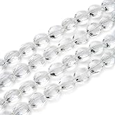 50pcs Czech 16mm (0.63 Inch) Large Faceted Flat Oval Crystal Glass Loose Beads Spacer Crystal Clear for DIY Jewelry Craft Making CCO-1