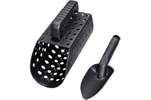 BWWNBY Professional Sand Scoop and Shovel Accessories 2pcs with Shovel Treasure Hand Tool Sand Scoop Set Metal Detecting for Metal Detecting and Treasure Hunting(Black)