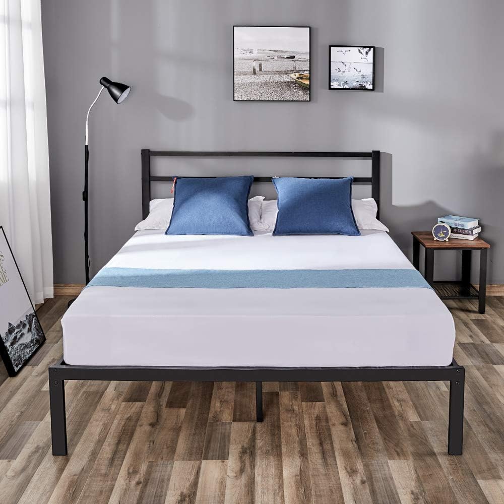 Best Premier 18′ Metal Platform Base Foundation Bed Frame Queen