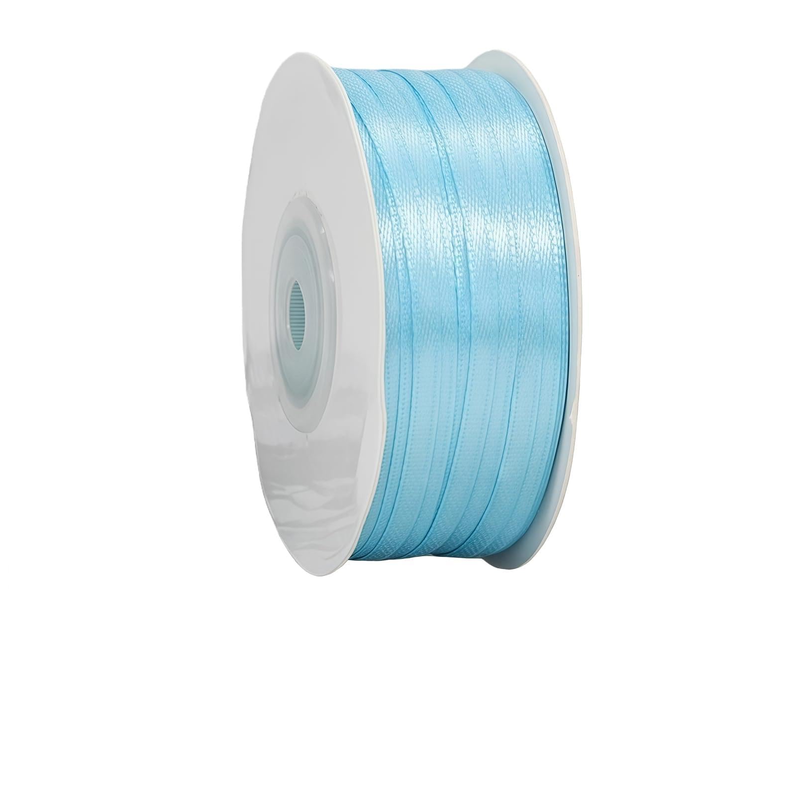 Sky Blue Ribbon 3mm for Gift Wrapping 91M,Sky Blue Satin Ribbon 3mm Thick for Crafting Cake,Hair Bow,Polyester Ribbon Christmas Decoration,Wedding Car Decor